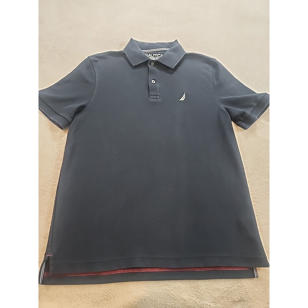 Nautica Men's Classic Fit Navy Performance Deck Short Sleeve Polo Shirt Small
